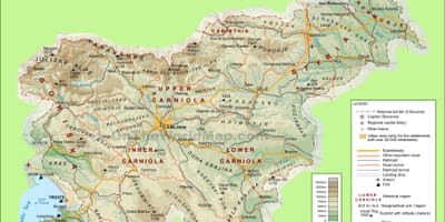 মানচিত্র, স্লোভেনিয়া শারীরিক